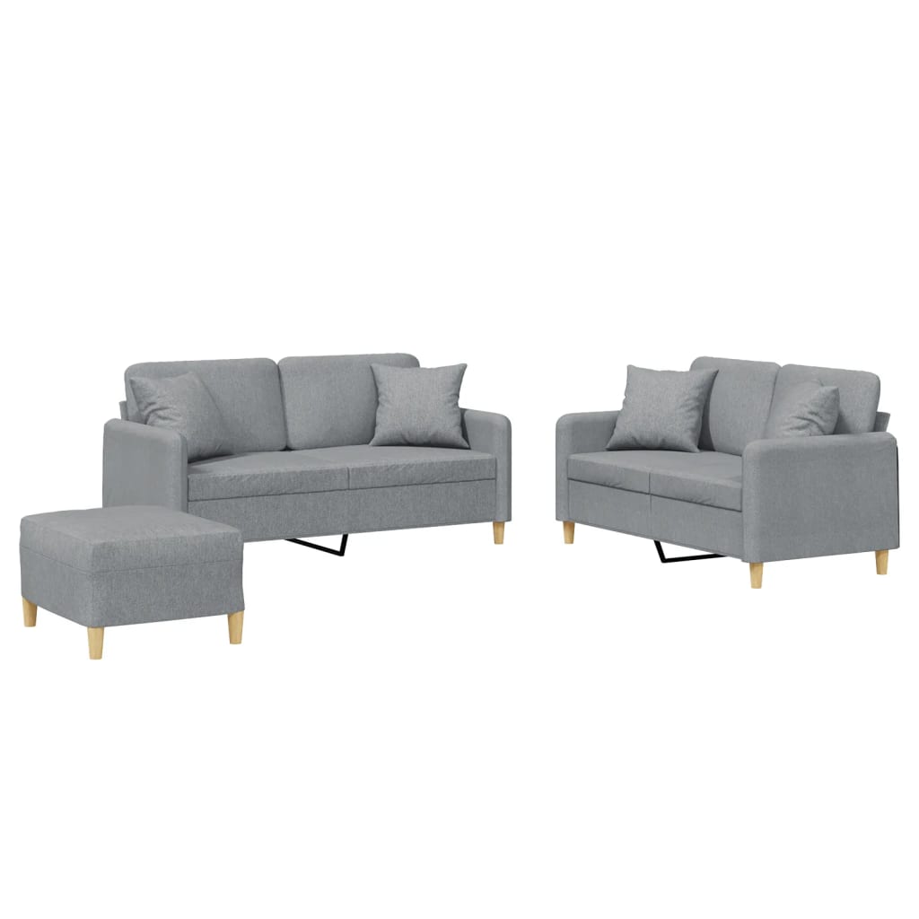 Ensemble de canapés 3 pcs coussins gris clair tissu - XIOS