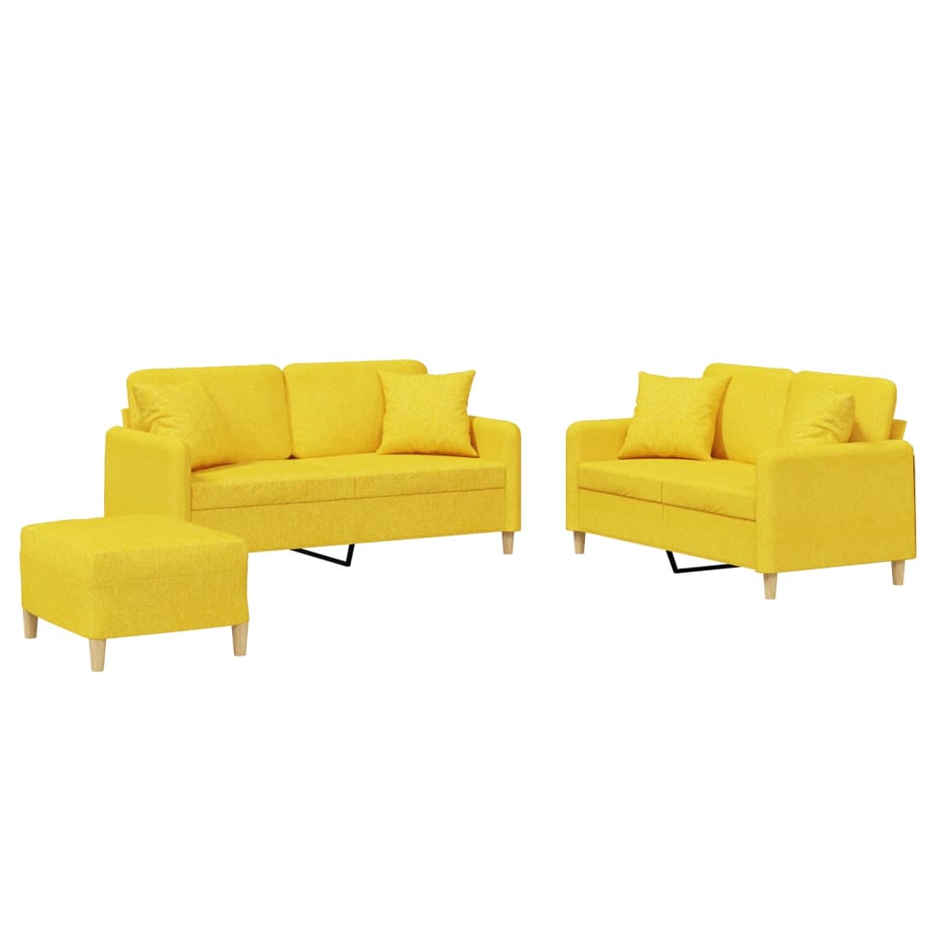Ensemble de canapés 3 pcs avec coussins jaune clair tissu - XIOS