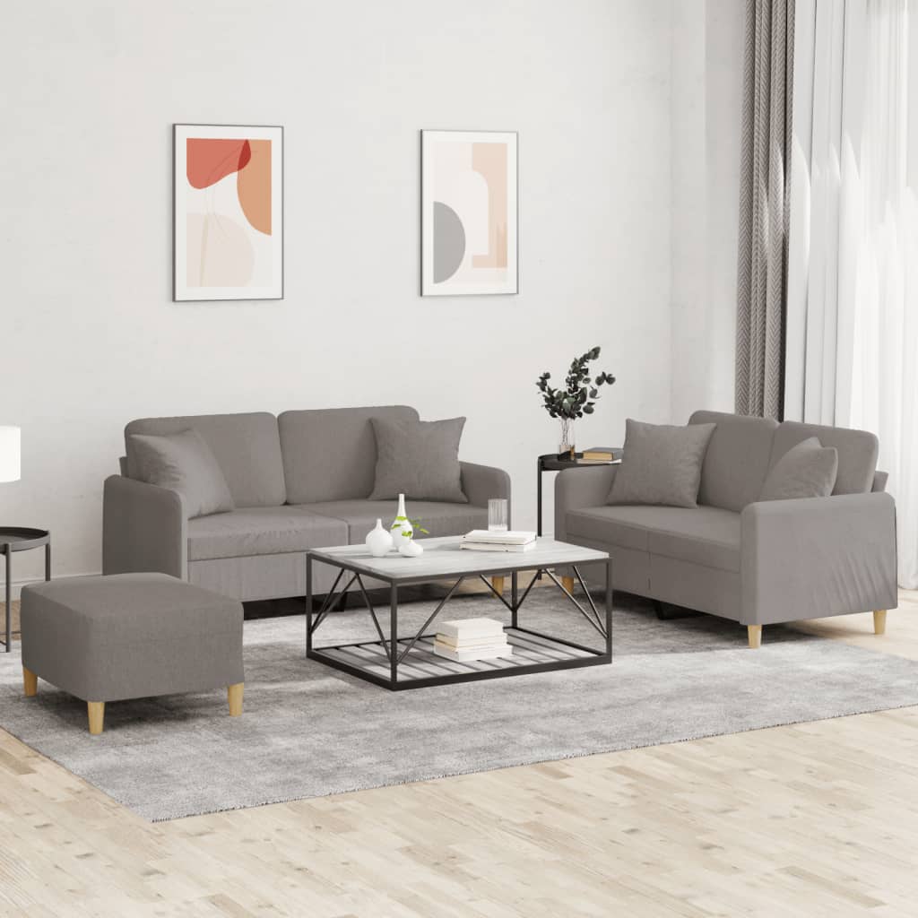 Ensemble de canapés 3 pcs avec coussins taupe tissu - XIOS