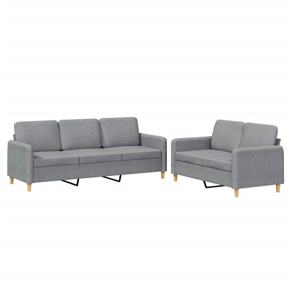 Ensemble de canapés 2 pcs avec coussins Gris clair Tissu - XIOS