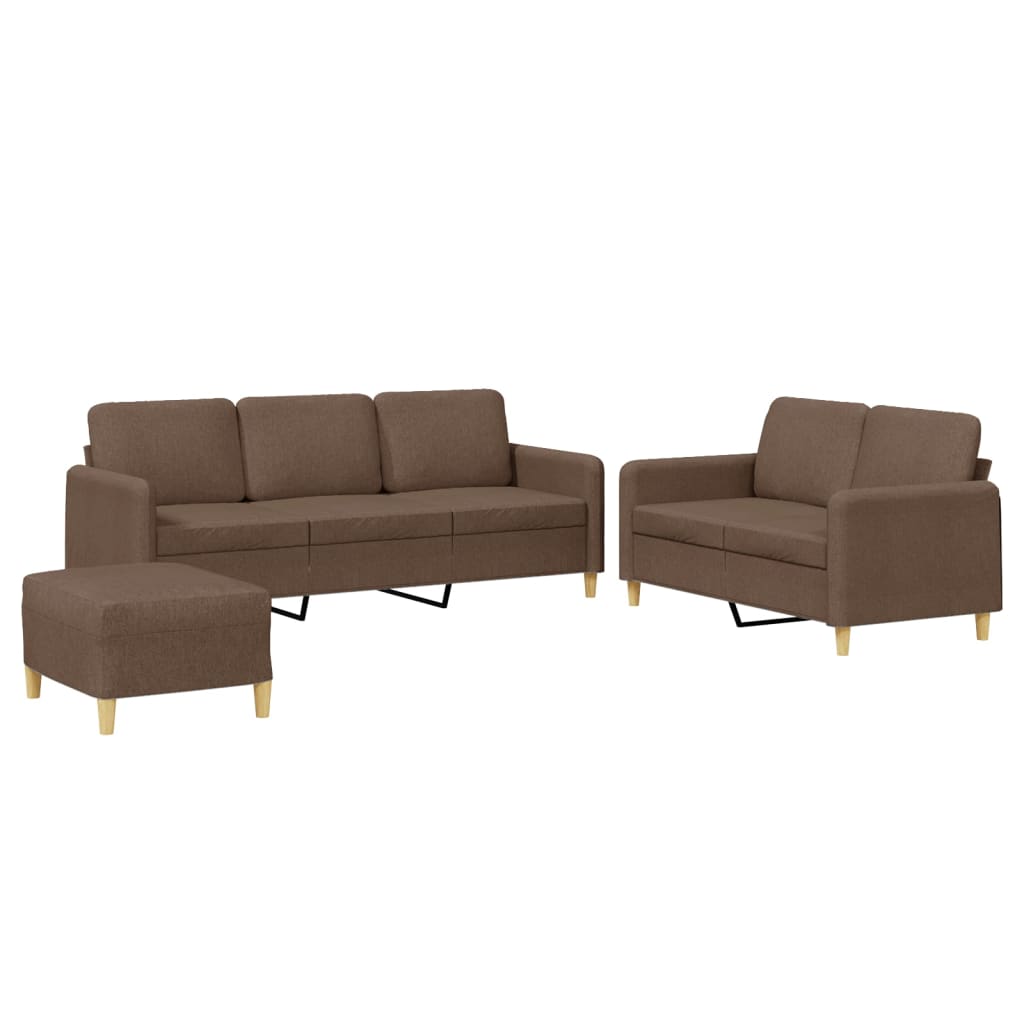 Ensemble de canapés 3 pcs avec coussins Marron Tissu - XIOS