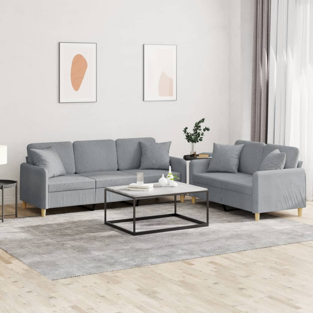 Ensemble de canapés 2 pcs coussins gris clair tissu - XIOS