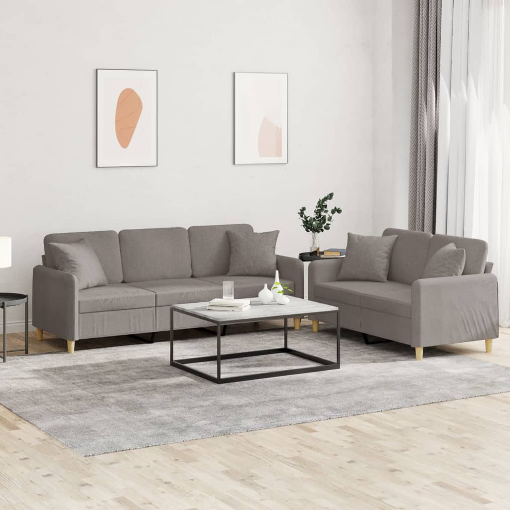 Ensemble de canapés 2 pcs avec coussins taupe tissu - XIOS