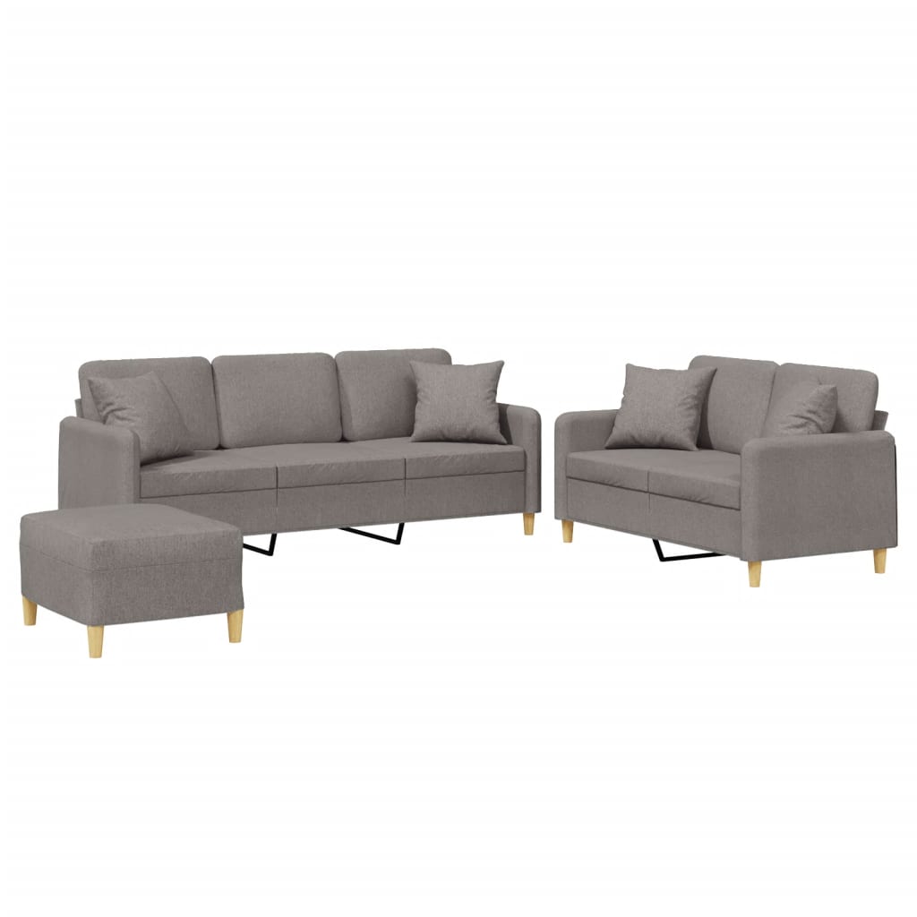Ensemble de canapés 3 pcs avec coussins taupe tissu - XIOS