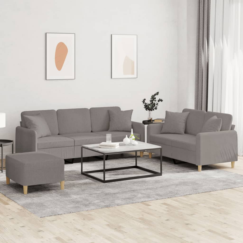 Ensemble de canapés 3 pcs avec coussins taupe tissu - XIOS