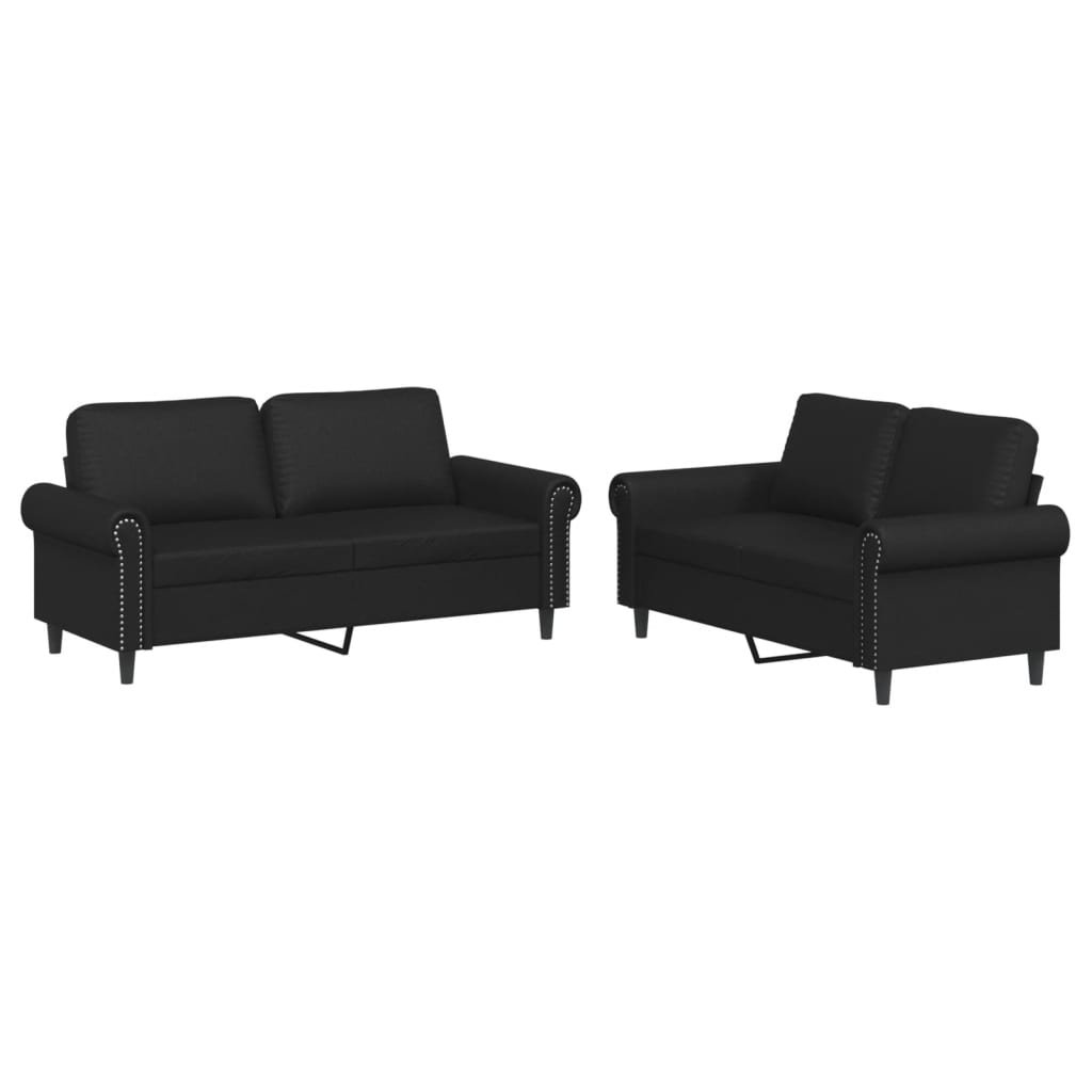 Ensemble de canapés 2 pcs avec coussins Noir Similicuir - XIOS
