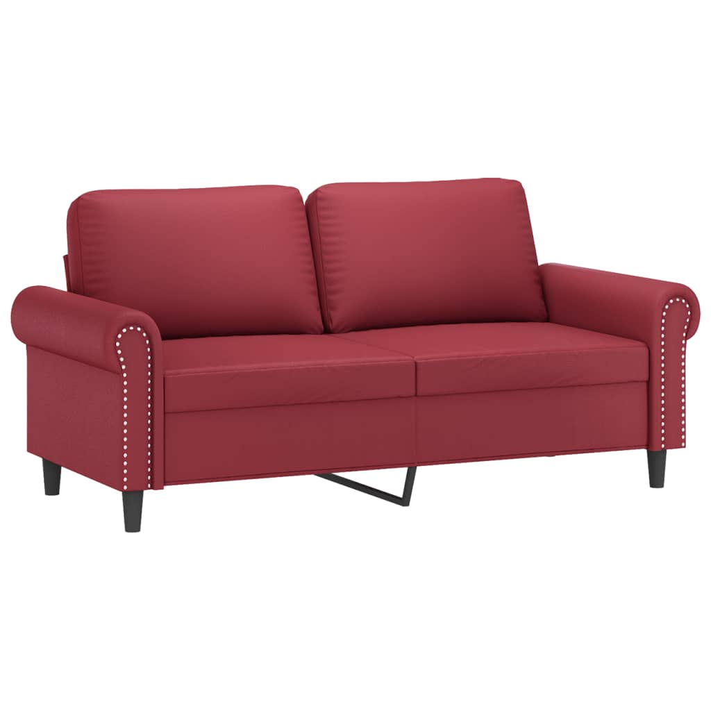 Ensemble de canapés 2 pcs et coussins rouge bordeaux similicuir - XIOS