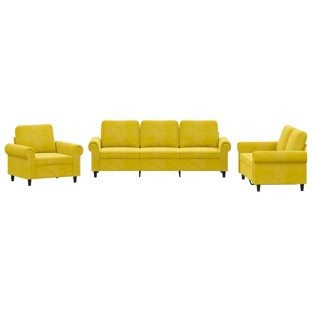 Ensemble de canapés 3 pcs avec coussins Jaune Velours - XIOS