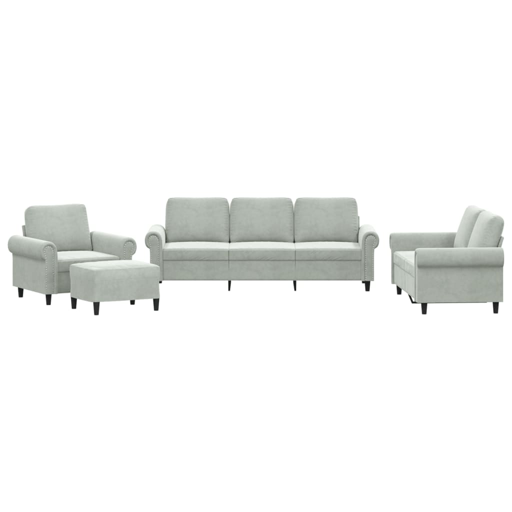 Ensemble de canapés 4 pcs avec coussins Gris clair Velours - XIOS
