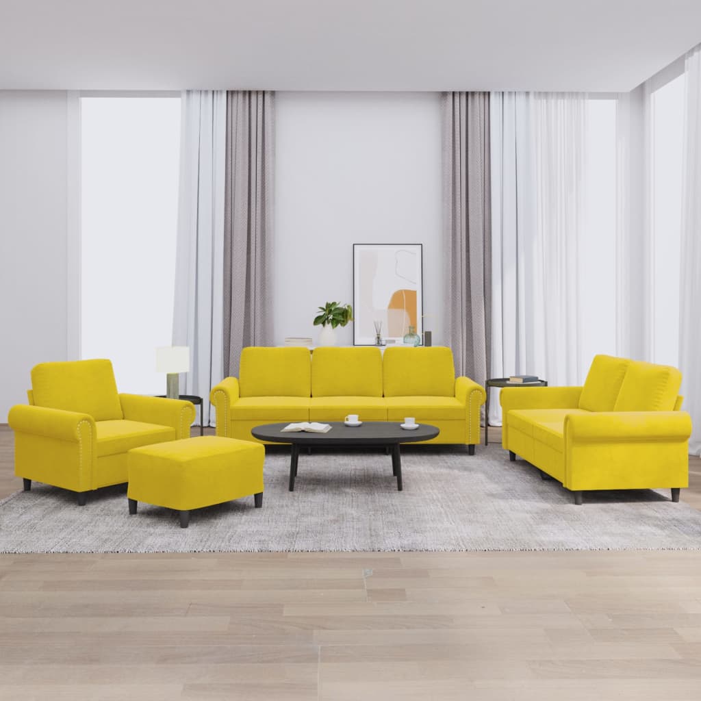 Ensemble de canapés 4 pcs avec coussins Jaune Velours - XIOS