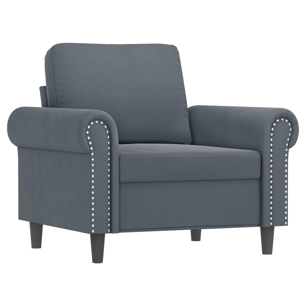 Ensemble de canapés 3 pcs avec coussins gris foncé velours - XIOS