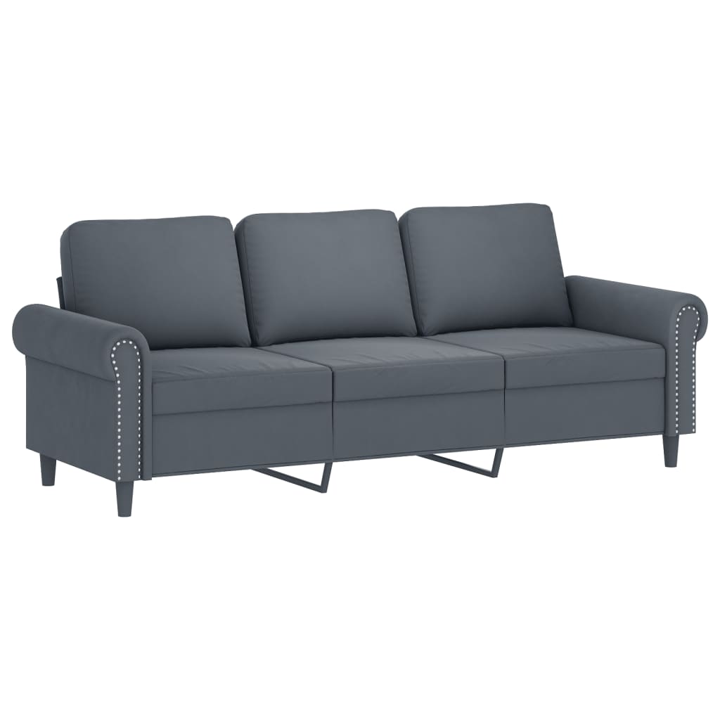 Ensemble de canapés 3 pcs avec coussins gris foncé velours - XIOS