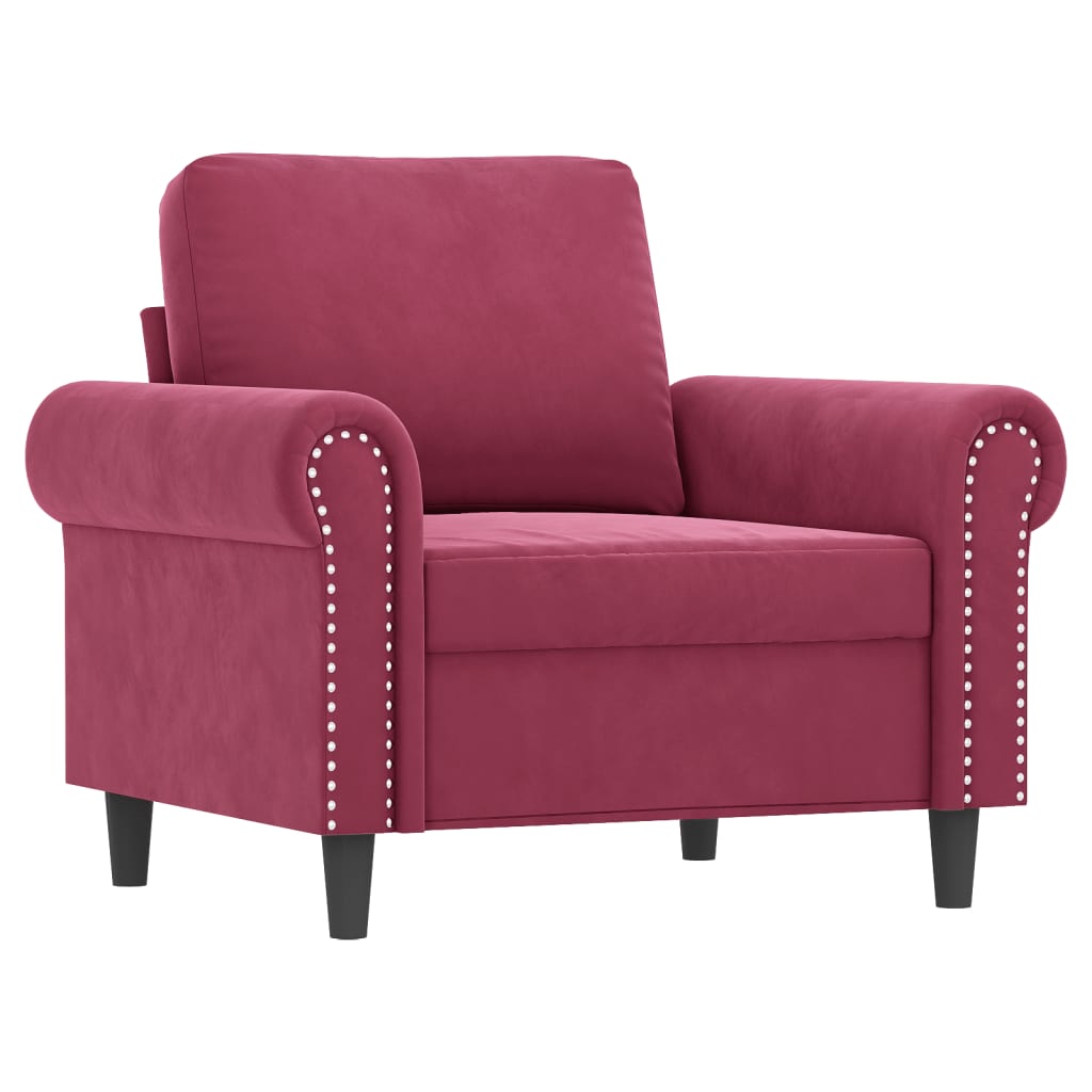 Ensemble de canapés 3 pcs avec coussins rouge bordeaux velours - XIOS