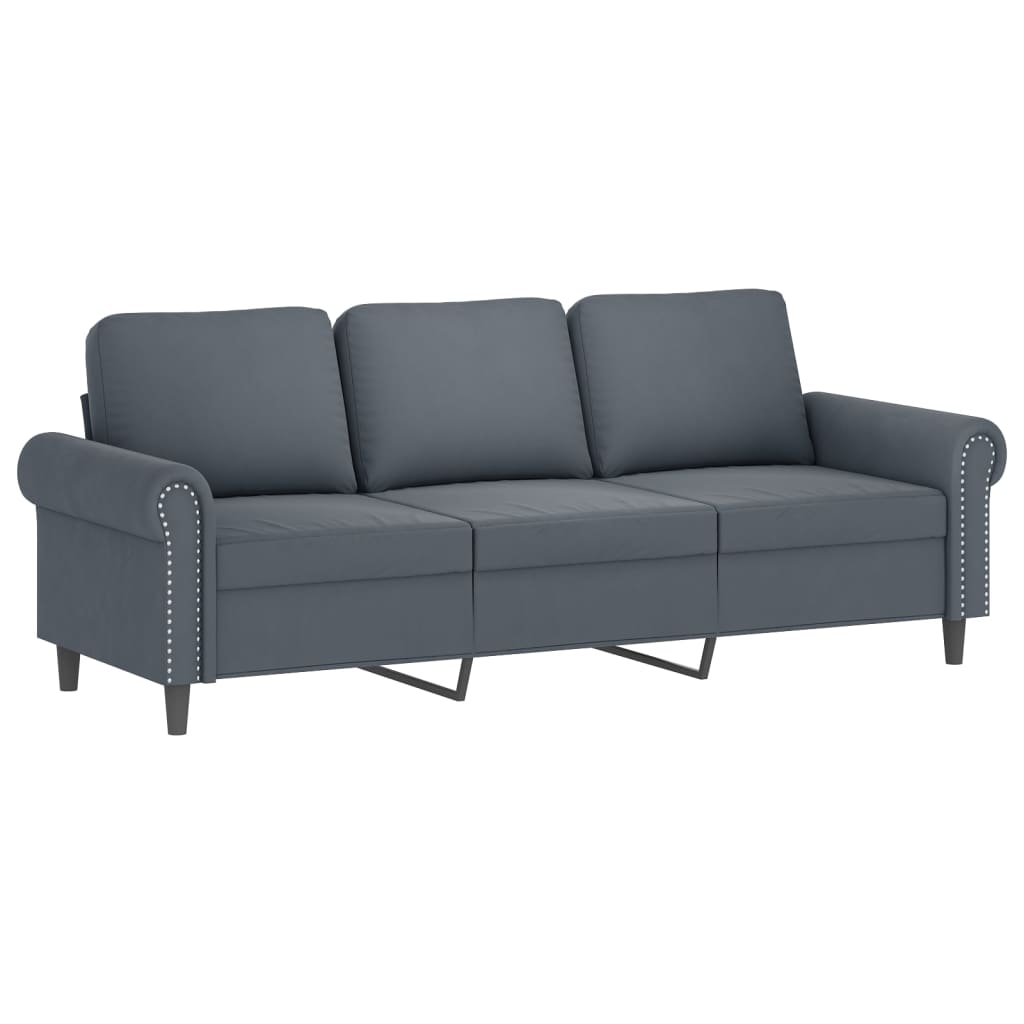 Ensemble de canapés 4 pcs avec coussins gris foncé velours - XIOS