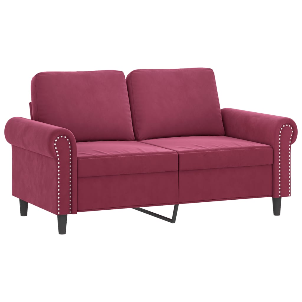 Ensemble de canapés 4 pcs avec coussins rouge bordeaux velours - XIOS