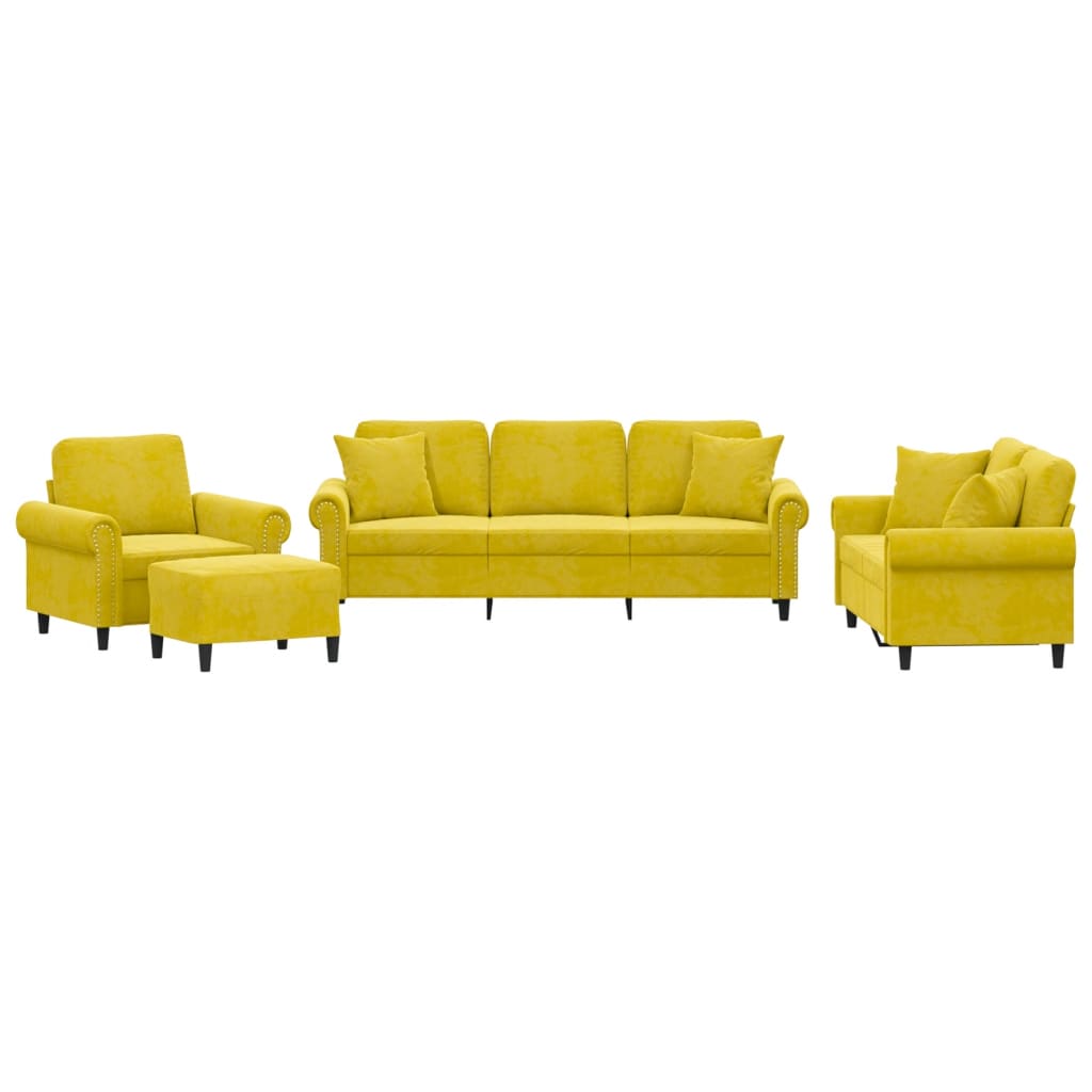 Ensemble de canapés 4 pcs avec coussins jaune velours - XIOS