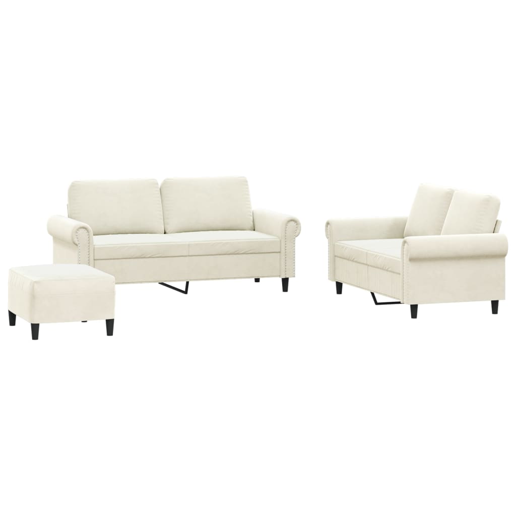 Ensemble de canapés 3 pcs avec coussins Crème Velours - XIOS