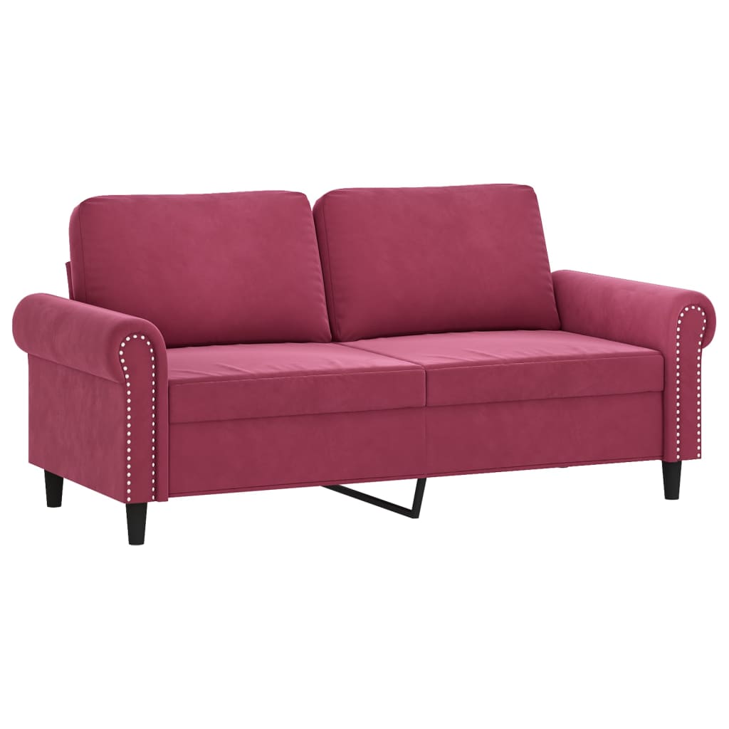 Ensemble de canapés 2 pcs avec coussins rouge bordeaux velours - XIOS