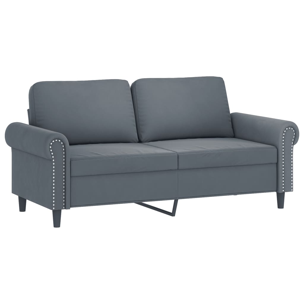 Ensemble de canapés 3 pcs avec coussins gris foncé velours - XIOS