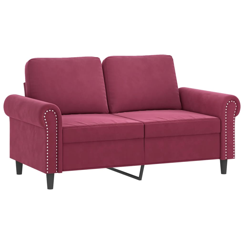 Ensemble de canapés 3 pcs avec coussins rouge bordeaux velours - XIOS