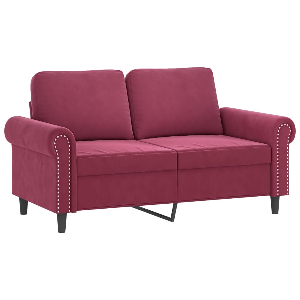 Ensemble de canapés 3 pcs avec coussins rouge bordeaux velours - XIOS