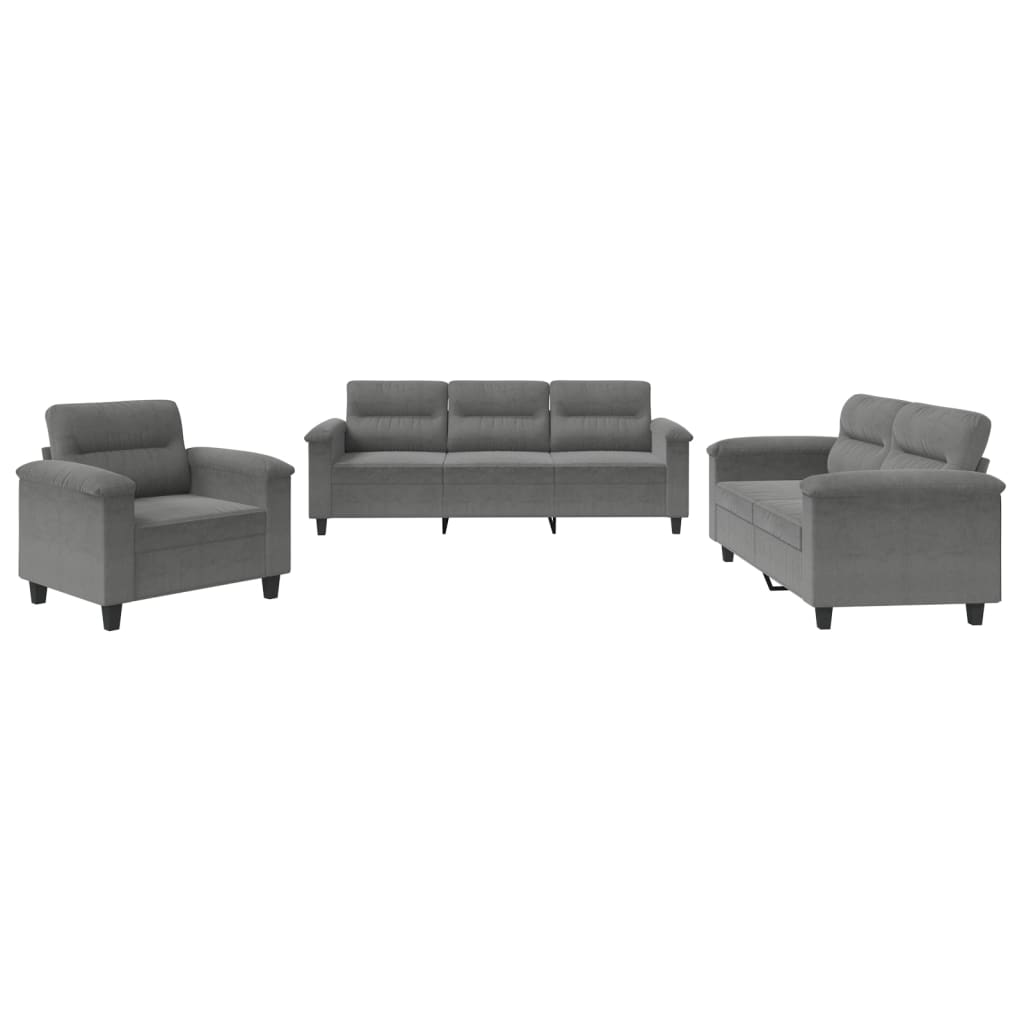 Ensemble de canapés 3 pcs coussins gris foncé tissu microfibre - XIOS
