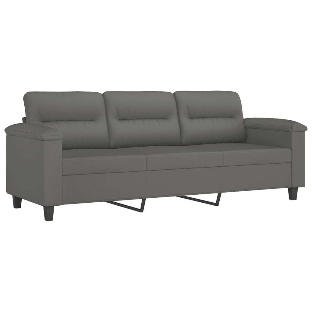 Ensemble de canapés 3 pcs coussins gris foncé tissu microfibre - XIOS