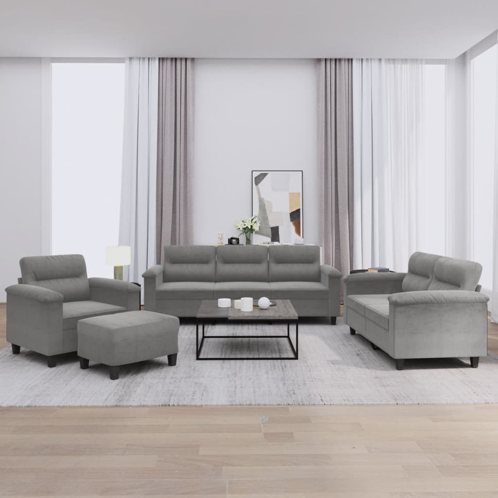 Ensemble de canapés 4 pcs coussins gris foncé tissu microfibre - XIOS
