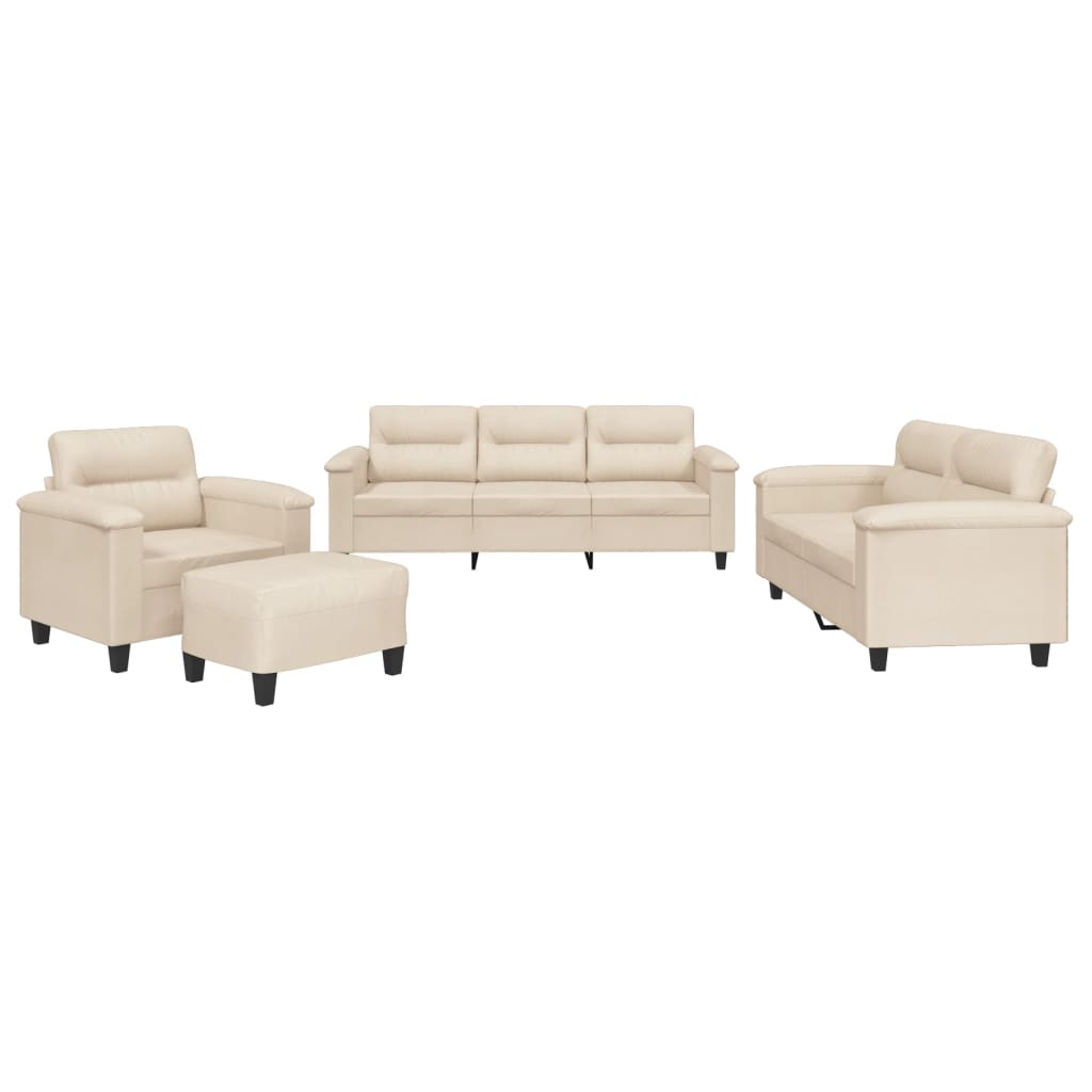 Ensemble de canapés 4 pcs avec coussins beige tissu microfibre Canapés vidaXL