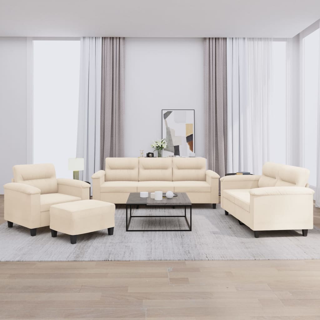 Ensemble de canapés 4 pcs avec coussins beige tissu microfibre Canapés vidaXL