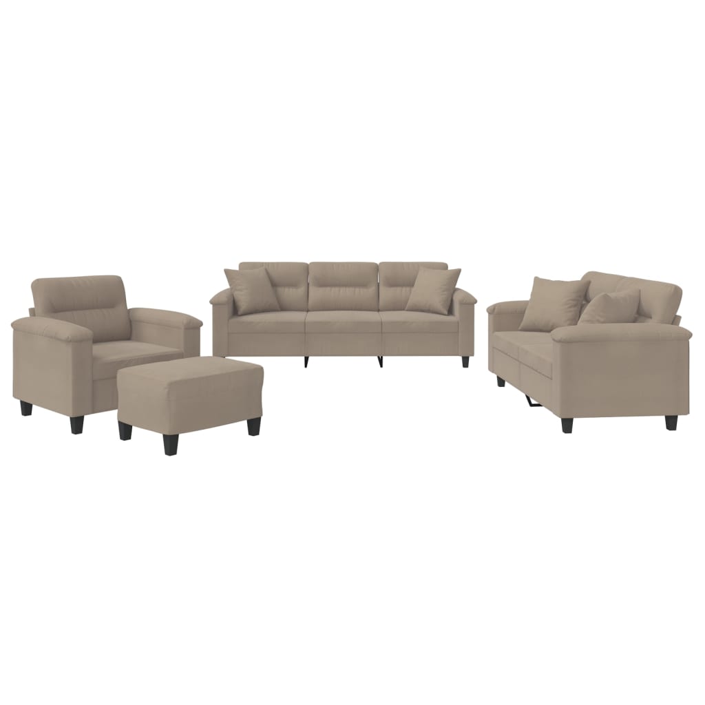 Ensemble de canapés 4 pcs avec coussins Taupe Tissu microfibre - XIOS
