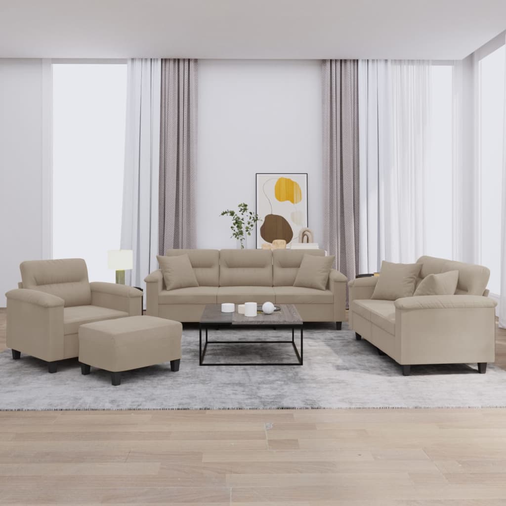 Ensemble de canapés 4 pcs avec coussins Taupe Tissu microfibre - XIOS
