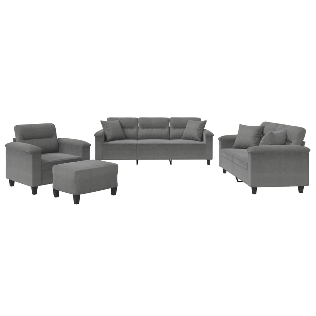 Ensemble de canapés 4 pcs coussins Gris foncé Tissu microfibre - XIOS