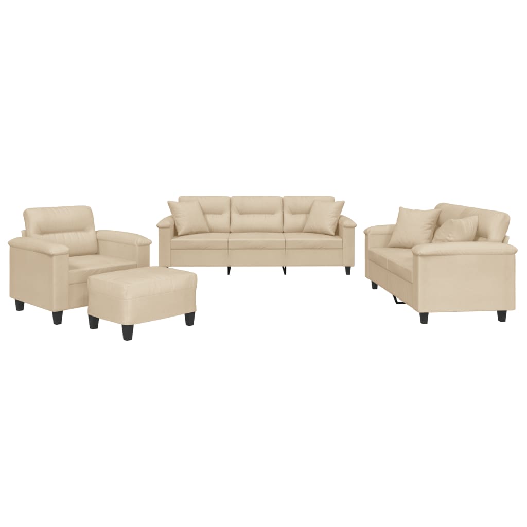 Ensemble de canapés 4 pcs avec coussins Crème Tissu microfibre - XIOS