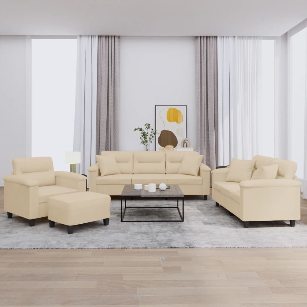 Ensemble de canapés 4 pcs avec coussins Crème Tissu microfibre - XIOS