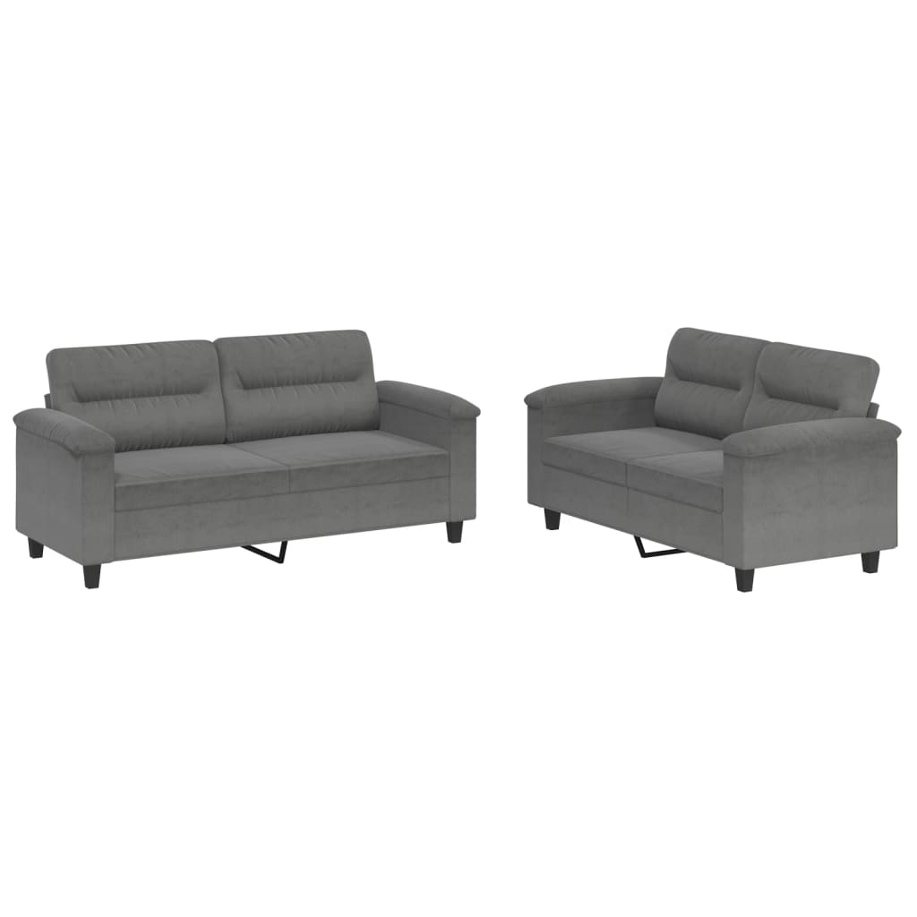 Ensemble de canapés 2 pcs coussins gris foncé tissu microfibre - XIOS