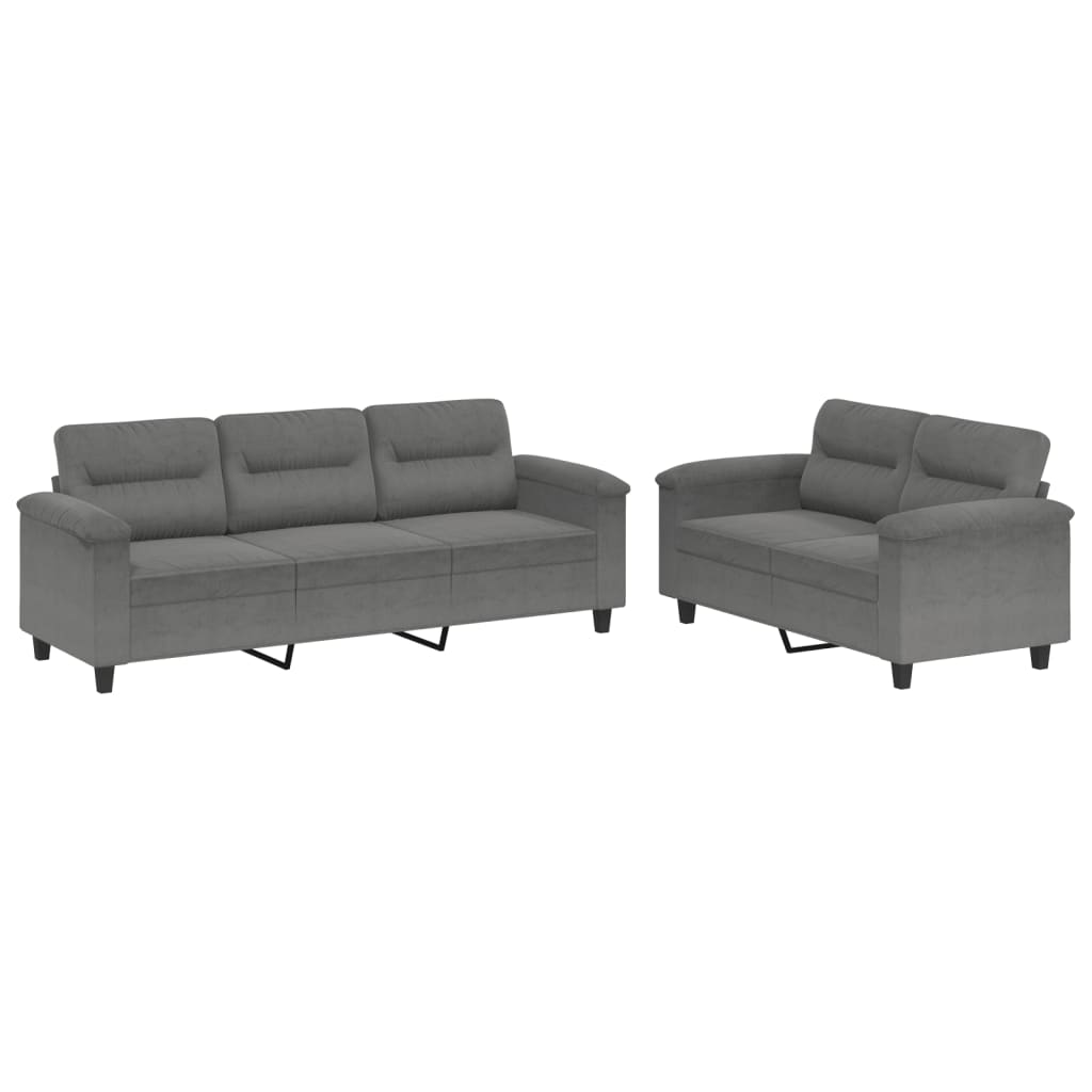 Ensemble de canapés 2 pcs coussins gris foncé tissu microfibre - XIOS
