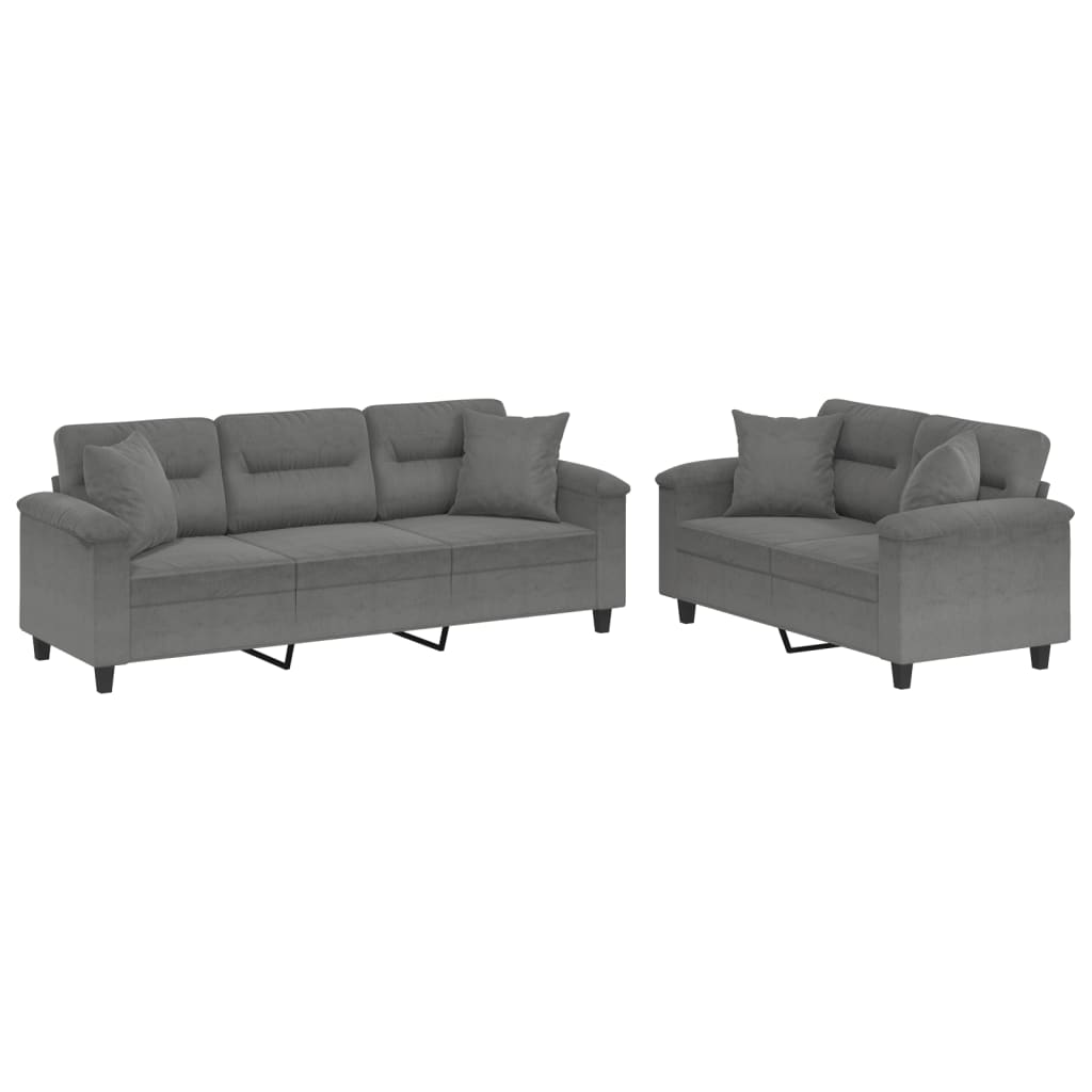 Ensemble de canapés 2 pcs coussins Gris foncé Tissu microfibre - XIOS