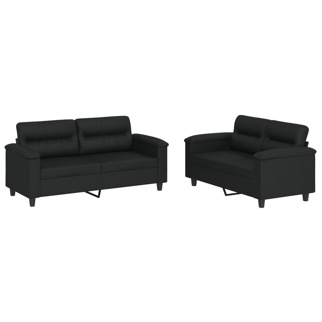 Ensemble de canapés 2 pcs avec coussins Noir Similicuir Canapés vidaXL