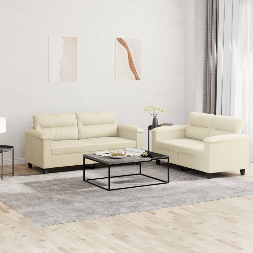 Ensemble de canapés 2 pcs avec coussins Crème Similicuir - XIOS