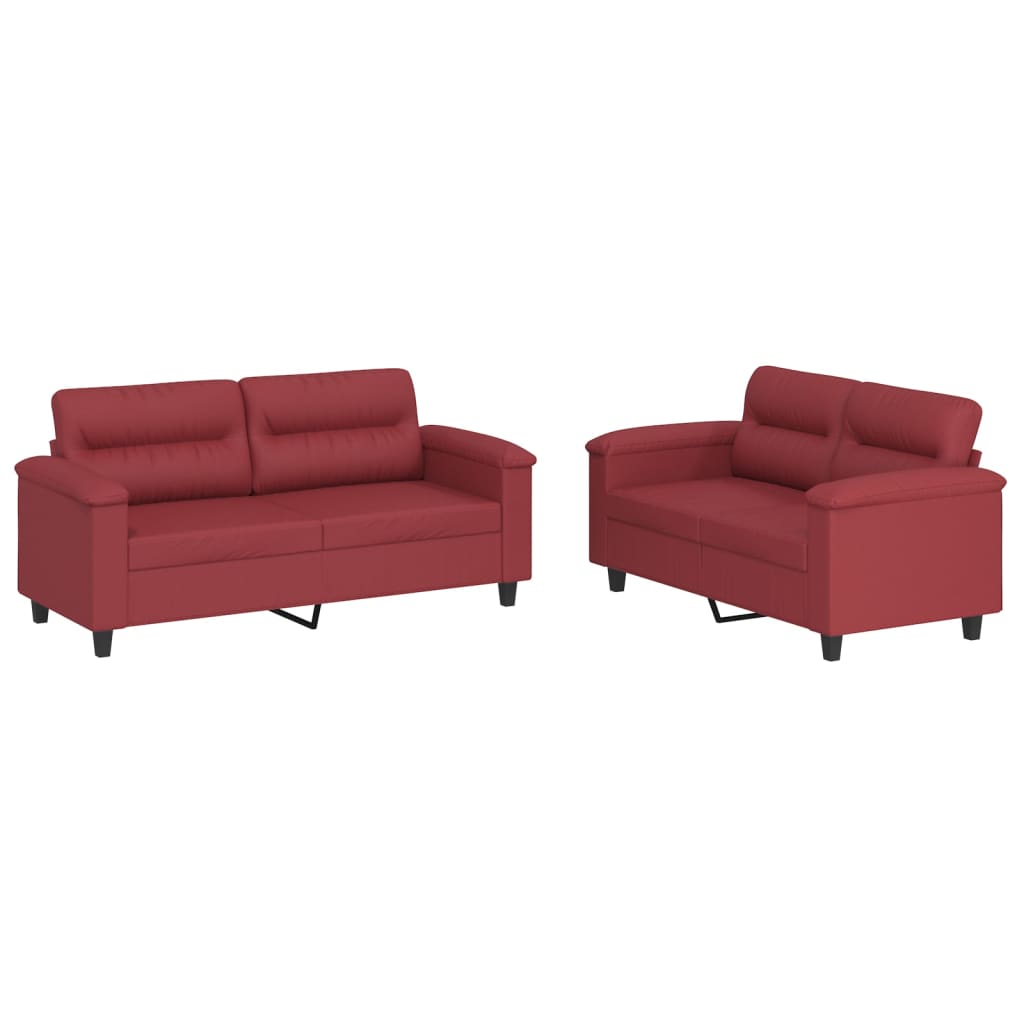 Ensemble de canapés 2 pcs et coussins Rouge bordeaux Similicuir - XIOS