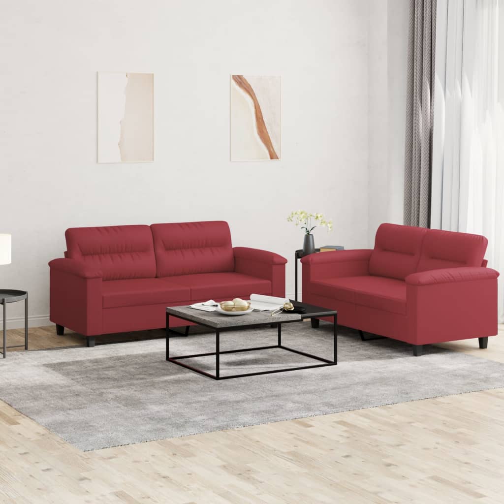 Ensemble de canapés 2 pcs et coussins Rouge bordeaux Similicuir - XIOS