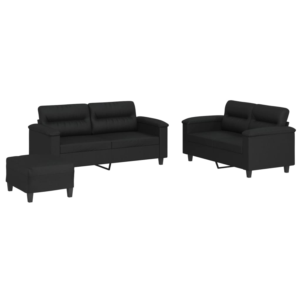 Ensemble de canapés 3 pcs avec coussins Noir Similicuir - XIOS