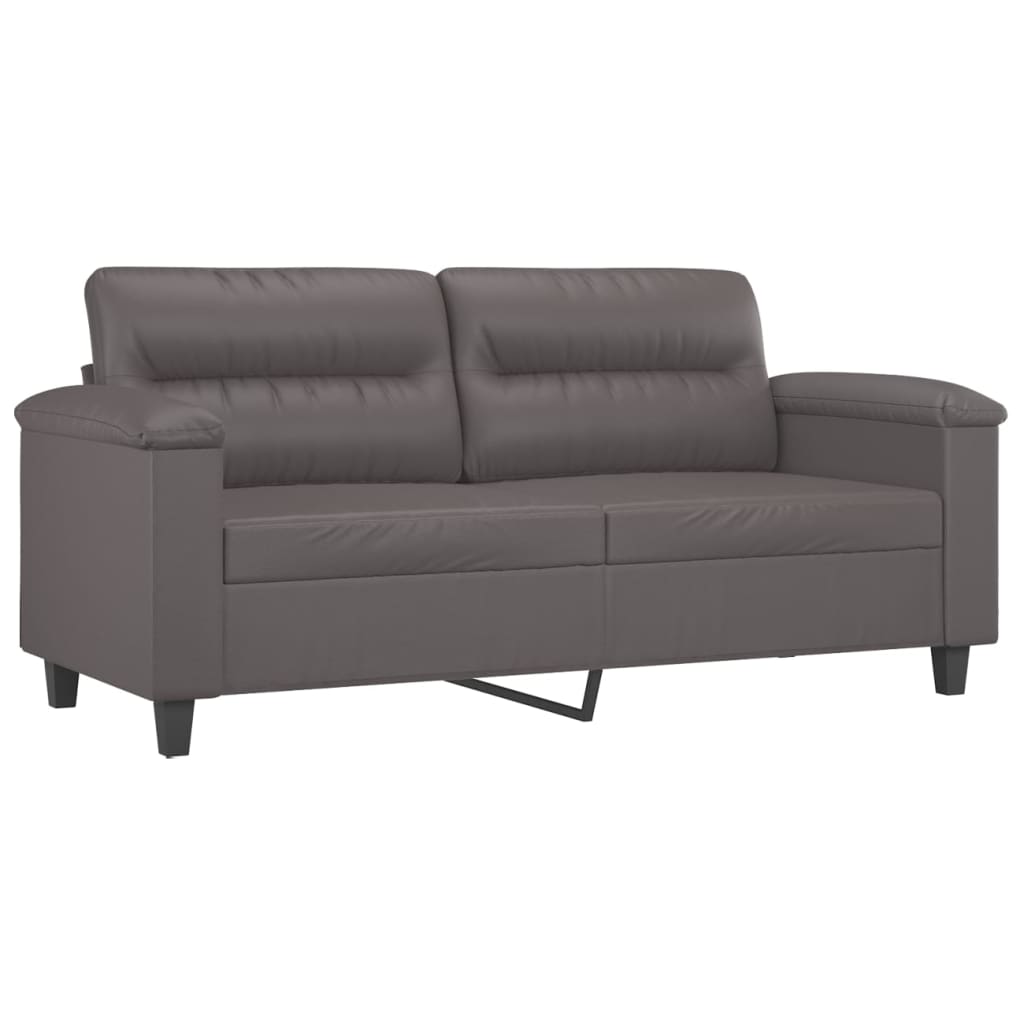 Ensemble de canapés 2 pcs avec coussins gris similicuir Canapés vidaXL