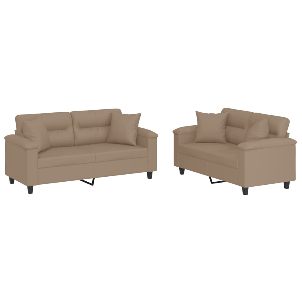 Ensemble de canapés 2 pcs avec coussins cappuccino similicuir - XIOS