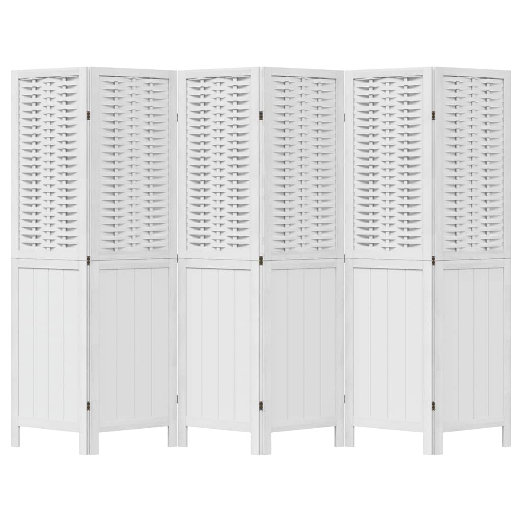 Cloison de séparation 6 panneaux blanc bois de paulownia massif - XIOS