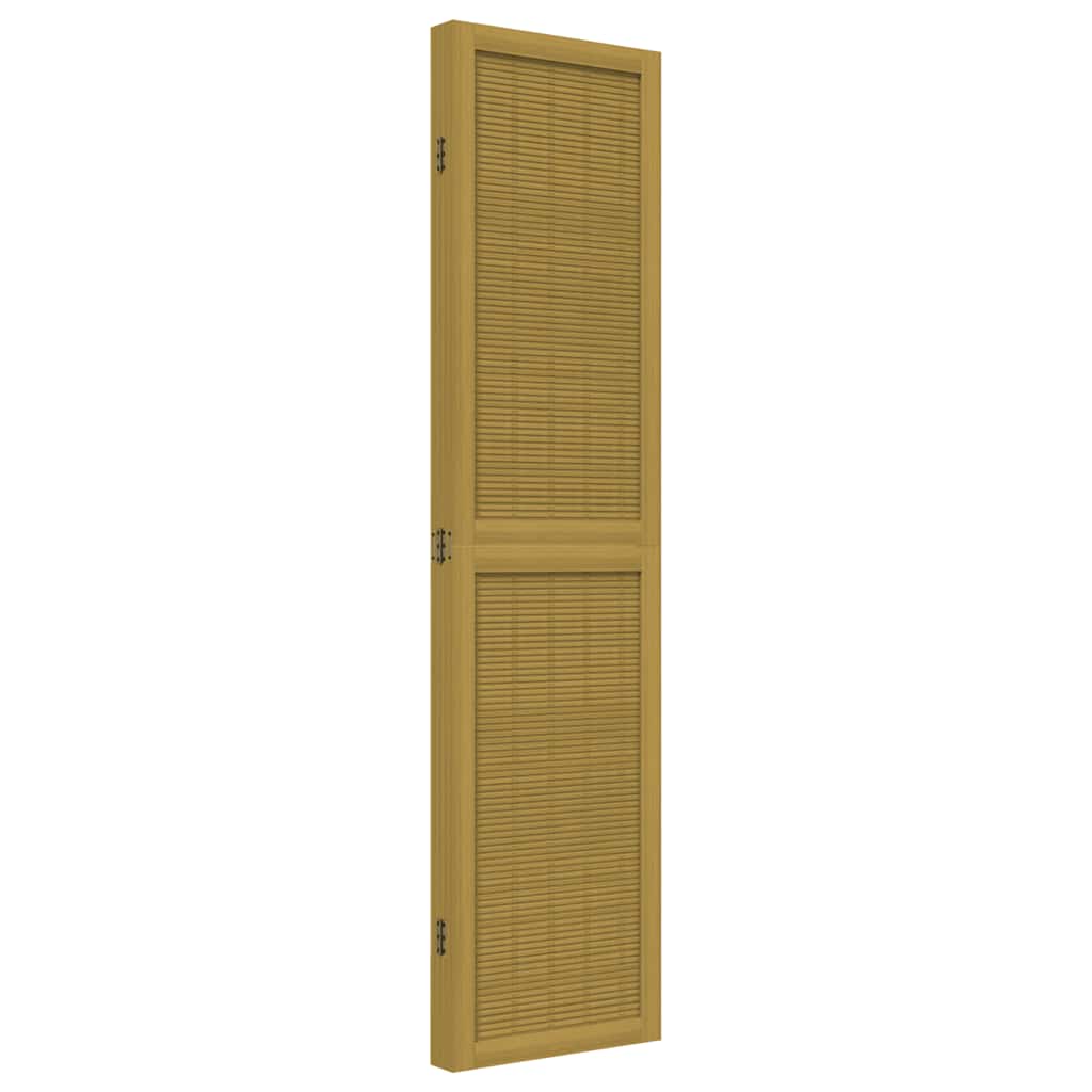 Cloison de séparation 4 panneaux marron bois paulownia massif - XIOS