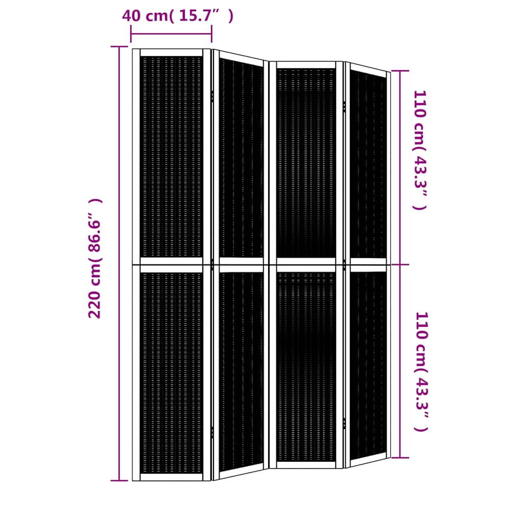Cloison de séparation 4 panneaux marron bois paulownia massif - XIOS