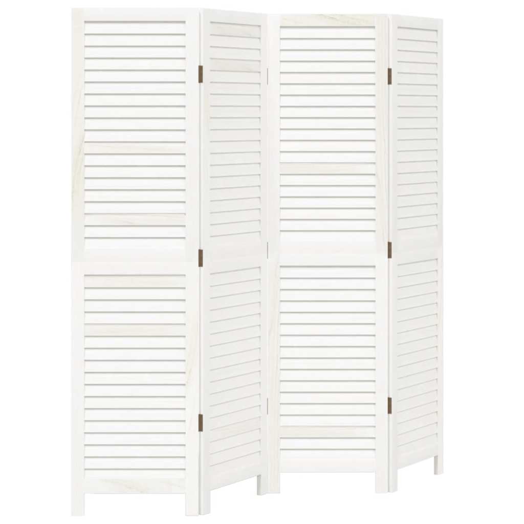 Cloison de séparation 4 panneaux blanc bois de paulownia massif - XIOS