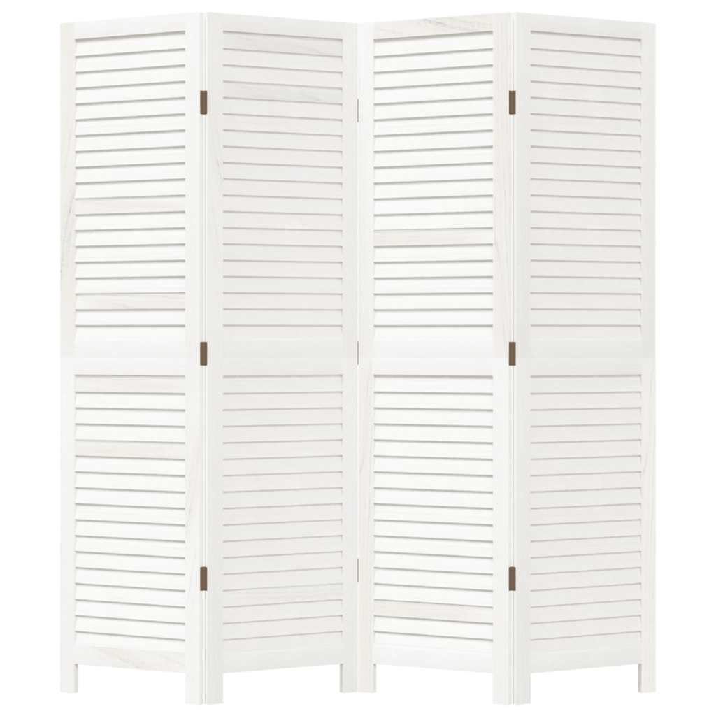 Cloison de séparation 4 panneaux blanc bois de paulownia massif - XIOS